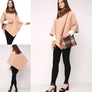 Leopard Fur Cowl Neck Poncho